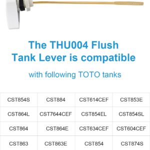 Hibbent Toilet Handle Tank Flush Lever Replacement Compatible with TOTOTHU004-CP Trip Lvr for ST701, CST854, CST884,Side Mount Toilet Flush Handle, Toilet Trip Lever, Toilet Repair Handle, White