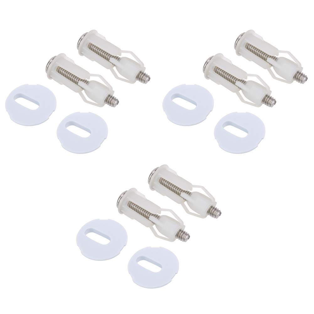 3 Pair Screws Set,Universal Toilet Seat Parts Including Screw with Plastic Nuts and Washers Parts Kit for Fixing the Top Toilet Seat Fixings Fitting Accessory Toilet Repairing Tools