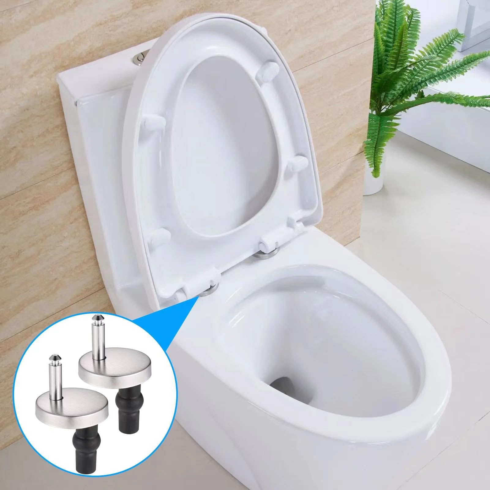 Colomira Toilet Seat Fixings, 2 Pcs Universal Quick Release Toilet Seat Fittings, Stainless Steel Toilet Seat Screws Kit for WC Toilet Blind Holes