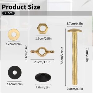 2Pcs Toliet Bolts Universal Toilet Bolts Kit ，Toilet Tank Bolts， Heavy Duty Bolts with Rubber,Stainless Steal Washers and Wing Nuts,Toilet Tank Bolts and Rubber Gaskets