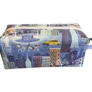 Snowy Manhattan NYC Boxy Pouch, Toiletry Bag, Dopp Bag, Zipper Pouch, Accessory Bag, Dopp Kit, Travel Bag, New York City Theme (B319)