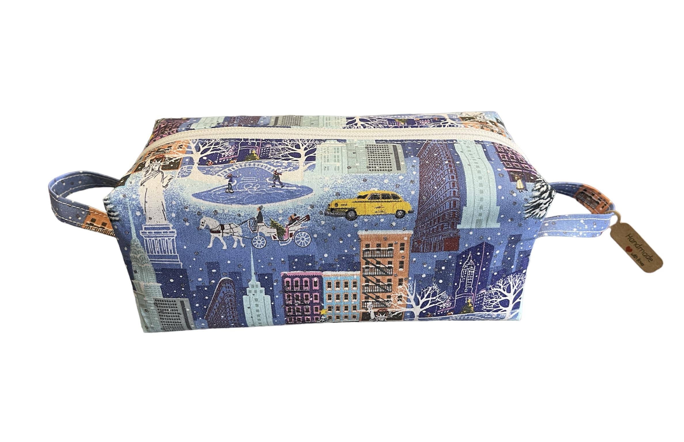 Snowy Manhattan NYC Boxy Pouch, Toiletry Bag, Dopp Bag, Zipper Pouch, Accessory Bag, Dopp Kit, Travel Bag, New York City Theme (B319)