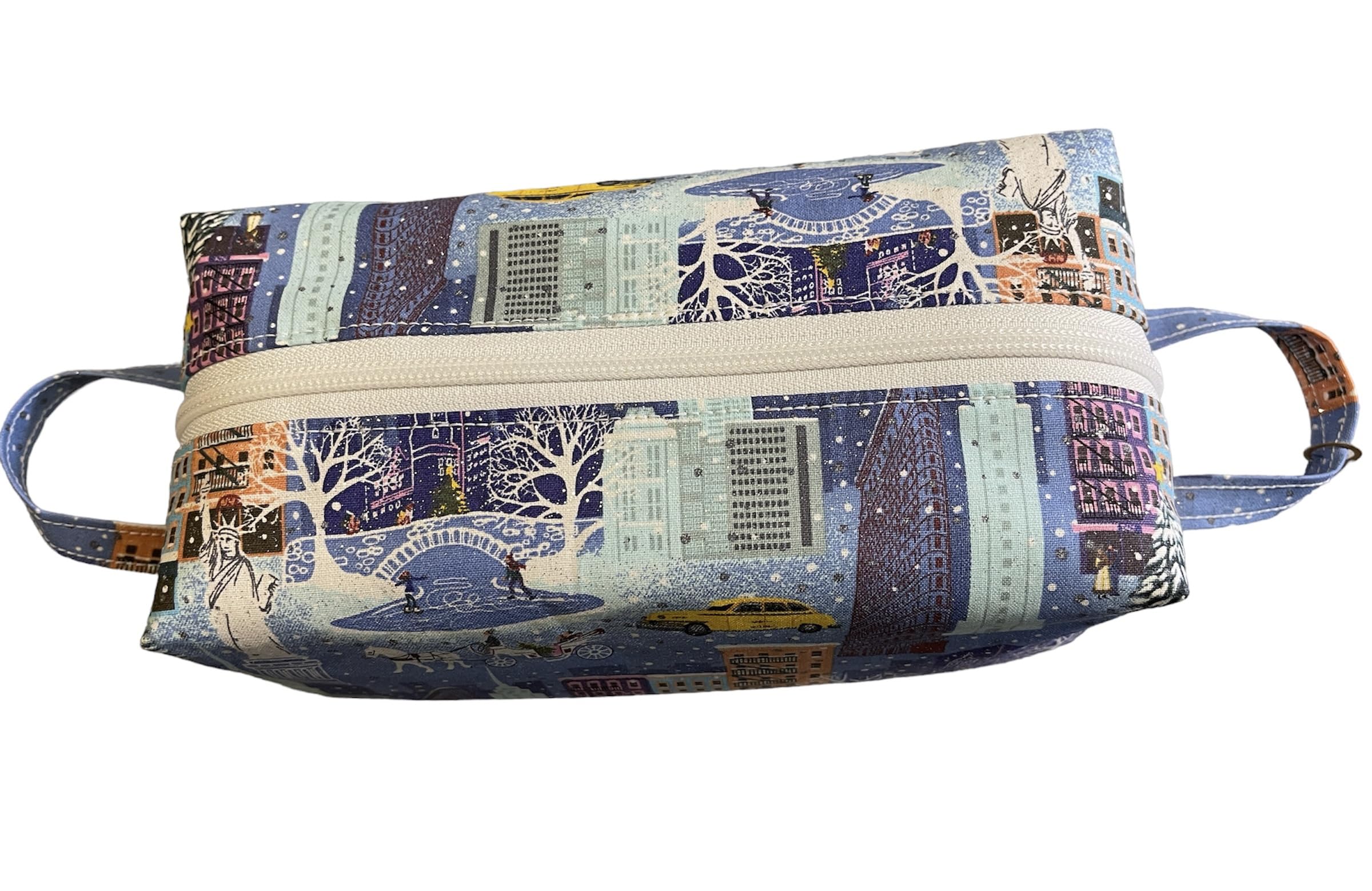 Snowy Manhattan NYC Boxy Pouch, Toiletry Bag, Dopp Bag, Zipper Pouch, Accessory Bag, Dopp Kit, Travel Bag, New York City Theme (B319)