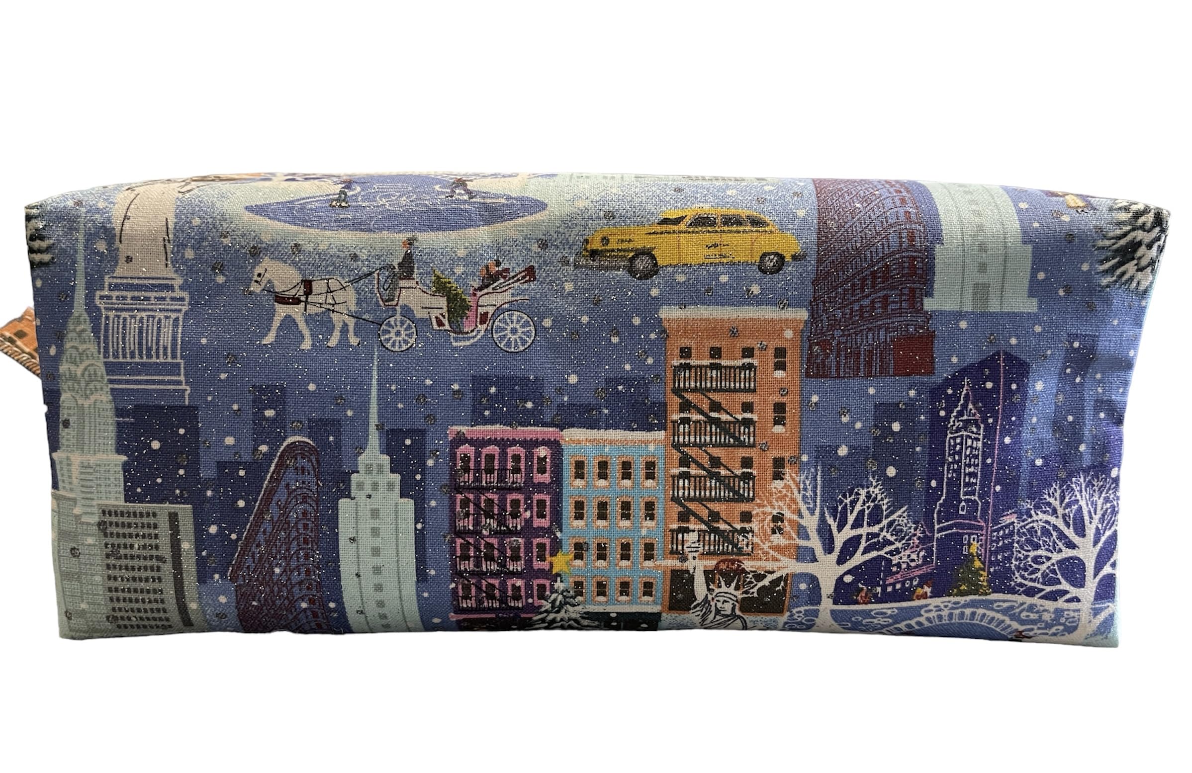 Snowy Manhattan NYC Boxy Pouch, Toiletry Bag, Dopp Bag, Zipper Pouch, Accessory Bag, Dopp Kit, Travel Bag, New York City Theme (B319)