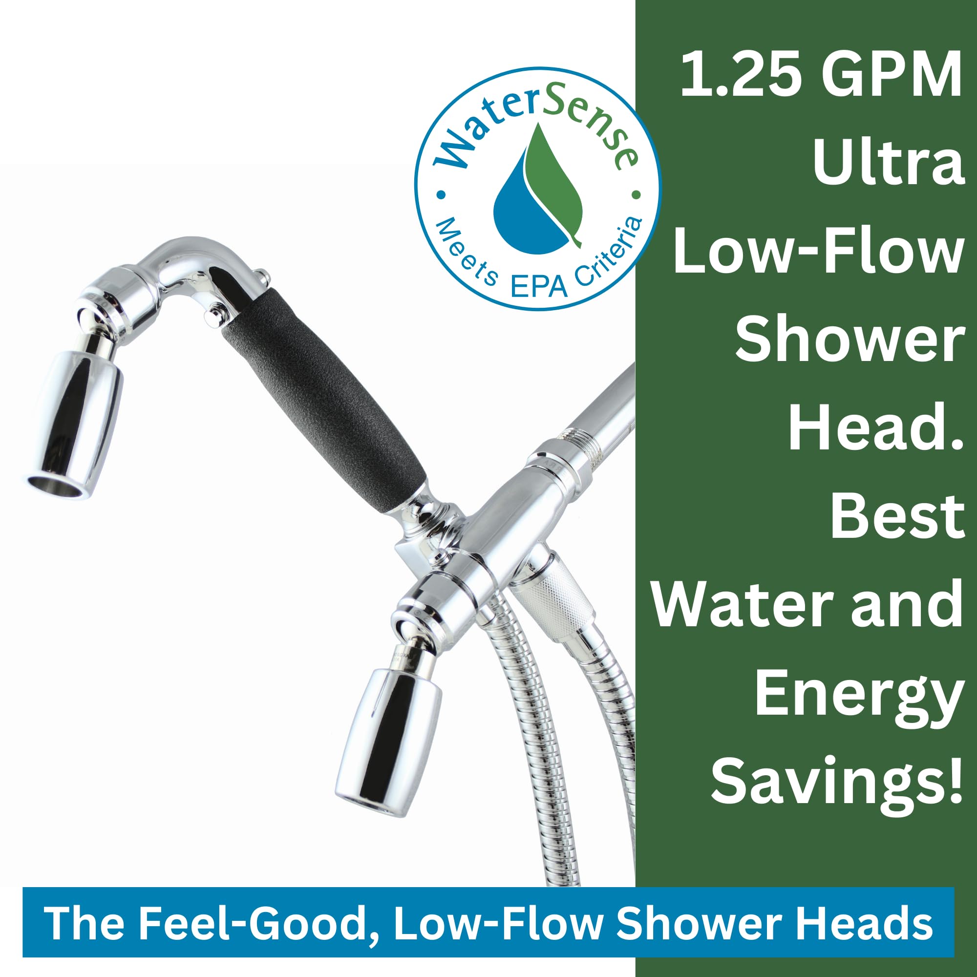 High Sierra Showerheads® All Metal 4-Way Shower Head and Handheld Combo Kit. Features the High Sierra Classic Shower Head & Handheld Shower Head w/Slip-Free Grip - Brushed Nickel