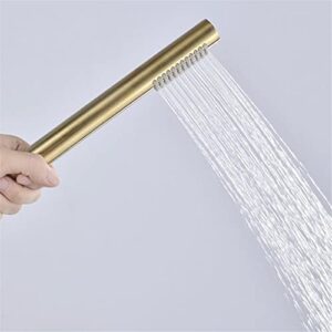 Brass Round Handheld Shower Head Brushed Gold Finish Shower Set Adjustable Wall Holder Handheld Water Saving Bath Shower Kit