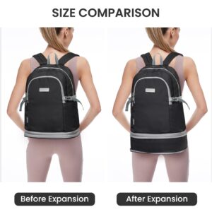 G4Free Gym Backpack For Women with Shoes Compartment & Wet Pocket Waterproof Travel Backpack Lightweight Sports Backpack Swimming Backpack Gym Bag (Black)