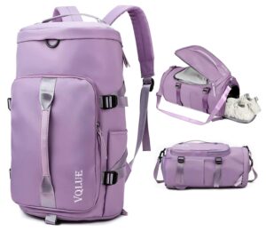 gym bag for women - sports duffel bag travel backpack waterproof with shoes compartment durable weekender overnight bag(purple)
