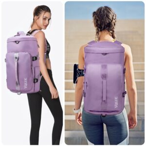 Gym Bag for Women - Sports duffel bag Travel Backpack Waterproof With Shoes Compartment Durable Weekender Overnight Bag(PURPLE)