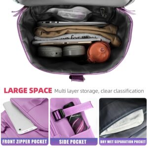 Gym Bag for Women - Sports duffel bag Travel Backpack Waterproof With Shoes Compartment Durable Weekender Overnight Bag(PURPLE)