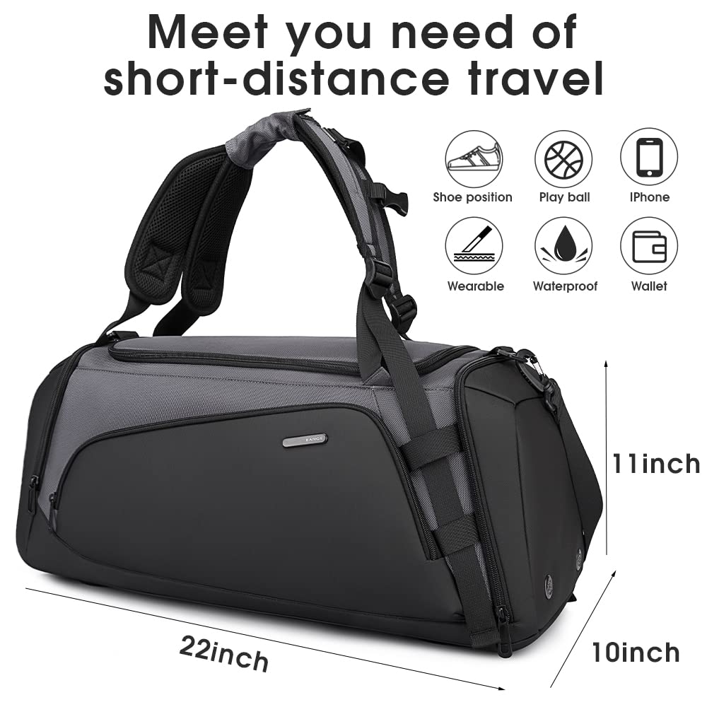 BANGE Gym Bag For Men,Dry And Wet Depart Pocket Sports Duffel Backpack With Shoes Compartment,Short-Distance Trip Duffel Gym Bag for Men Women