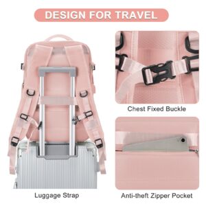 Expandable Backpack For Traveling On Airplane Carry On Backpack Flight Approved Personal Item Travel Backpack For Women Men Airline Approved Gym Bag With Shoe Compartment Travel Weekender Bag Pink