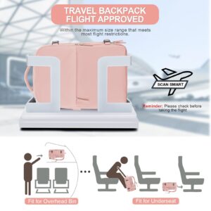 Expandable Backpack For Traveling On Airplane Carry On Backpack Flight Approved Personal Item Travel Backpack For Women Men Airline Approved Gym Bag With Shoe Compartment Travel Weekender Bag Pink