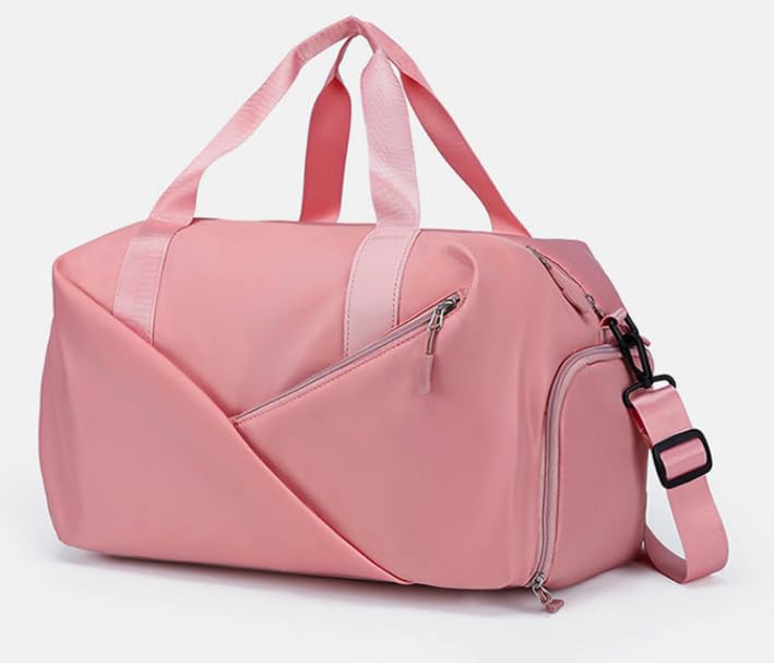 Sports bag, leisure bag, fitness bag, travel bag Womens Sports Gym Bag Backpack Travel Duffle Bag with Wet Pocket Shoes Compartment, Overnight Bag Foldable Pink outdoor (pink)