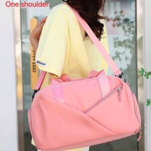 Sports bag, leisure bag, fitness bag, travel bag Womens Sports Gym Bag Backpack Travel Duffle Bag with Wet Pocket Shoes Compartment, Overnight Bag Foldable Pink outdoor (pink)