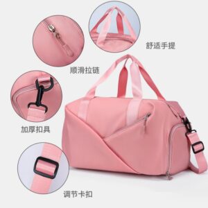 Sports bag, leisure bag, fitness bag, travel bag Womens Sports Gym Bag Backpack Travel Duffle Bag with Wet Pocket Shoes Compartment, Overnight Bag Foldable Pink outdoor (pink)