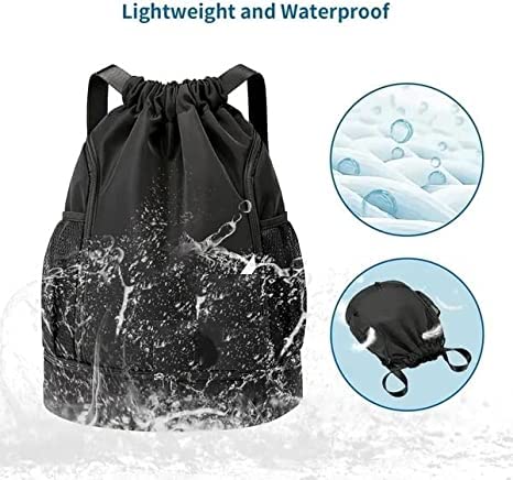 2023 New Sports Backpacks Drawstring Gym Bag Backpack With Shoe Compartment Large Waterproof Shoulder Drawstrings Bags (Blue)