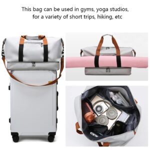 WAYUTO Gym Bag Gym Duffle Bag with Shoes Compartment Workout Bag Travel Bag Large Capacity Sports Backpack Gym Bag with Yoga Mat Holder Lightweight Overnight Travel Carry on Bags for Men Women Khaki