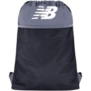 new balance drawstring backpack, sports cinch gym bag with shoe compartment, grey, 17.5 inch