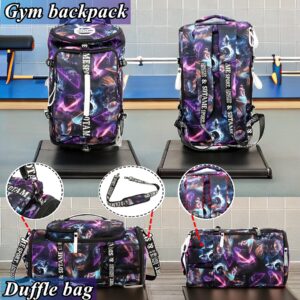 Gym Duffle Bag Backpack with Shoe Compartment,4 ways Travel Backpack for Women and Men,Multi-Functional Weekender bag with Waterproof Layer&Laptop Compartment for Fitness, Travel,Camping(Metallic)