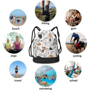 RIMENCH Cute Cats Drawstring Bag Waterproof Outdoor Hiking Gym Backpack Multifunction Daypack Gift