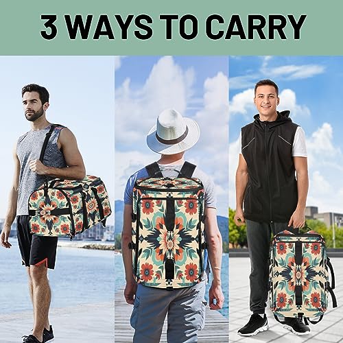 Native American Floral Pattern (01) Gym Duffle Bag for Traveling Sports Tote Gym Bag with Shoes Compartment Water-resistant Workout Bag Weekender Bag Backpack for Men Women