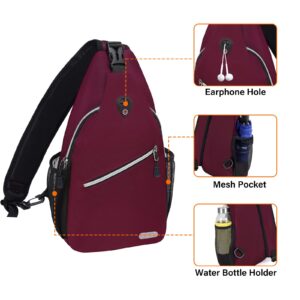 MOSISO Sling Backpack, Multipurpose Crossbody Shoulder Bag Travel Hiking Daypack, Wine Red, Medium