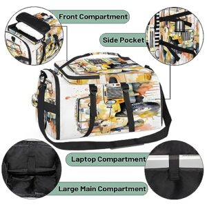 New Car Watercolor (07) Gym Duffle Bag for Traveling Sports Tote Gym Bag with Shoes Compartment Water-resistant Workout Bag Weekender Bag Backpack for Men Women