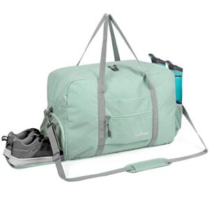 sports gym bag with wet pocket & shoes compartment, travel duffel bag for men and women lightweight, mint green