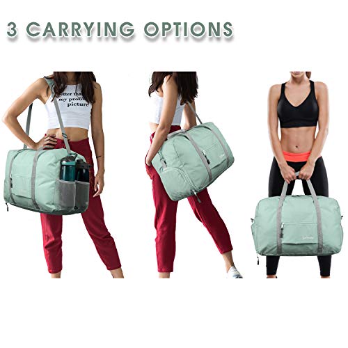 Sports Gym Bag with Wet Pocket & Shoes Compartment, Travel Duffel Bag for Men and Women Lightweight, Mint Green