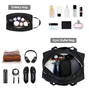 Ceneda 20" Gym Duffel Bag with Wet Pocket Shoes Compartment Portable Overnight Weekender Bag Travel bag Yoga Bag for Women (Black)