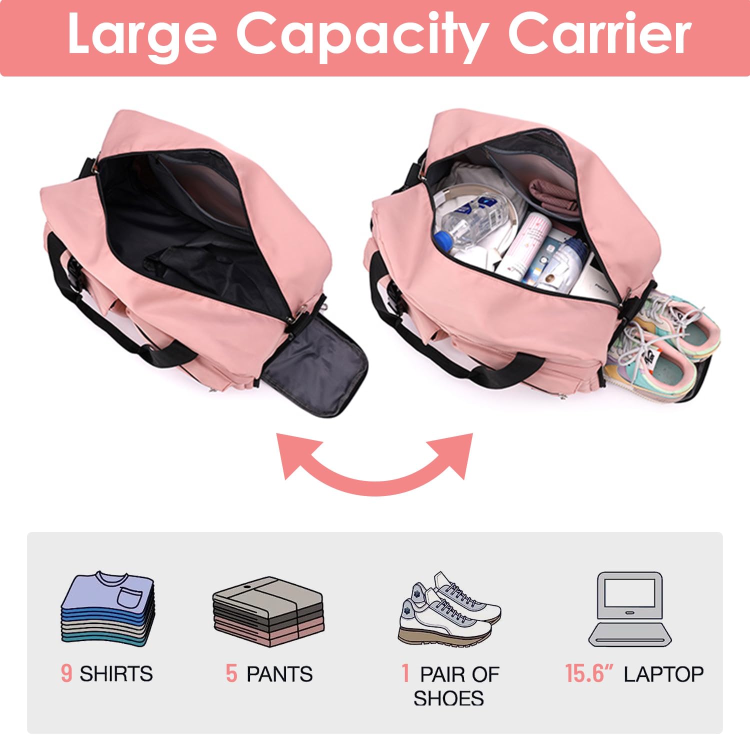 Small Travel Duffle bag Women men,Gym bags with Wet Pocket & Shoe Compartment, Workout Overnight Shopping Hospital Handbag,Lightweight Gear bag