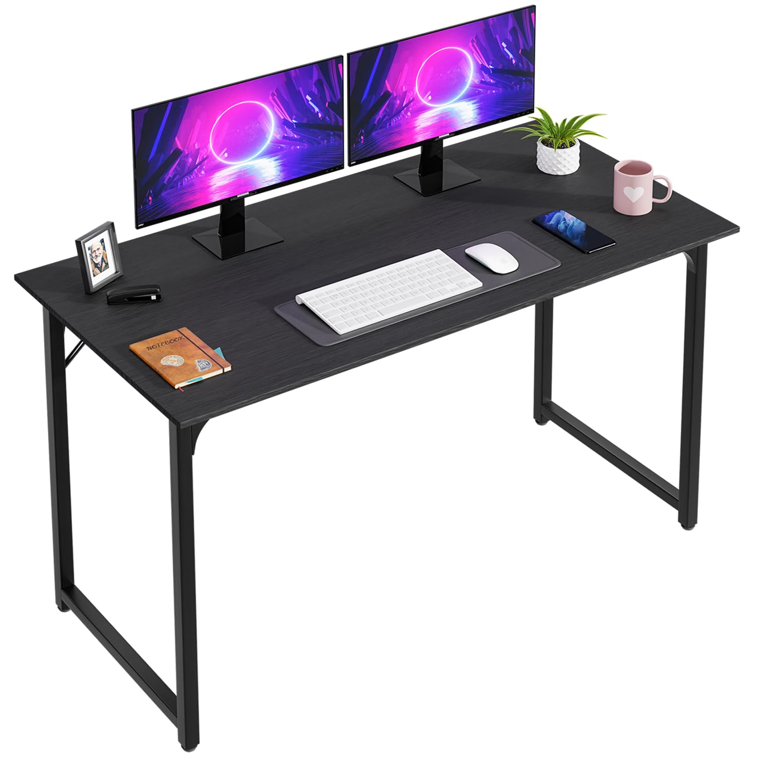 PayLessHere Computer Desk 47 inch Length Study Writing Table, Adjustable feet, Modern Furniture for Home Office, Brown