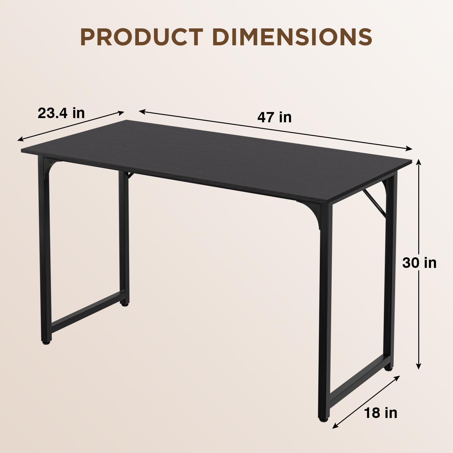 PayLessHere Computer Desk 47 inch Length Study Writing Table, Adjustable feet, Modern Furniture for Home Office, Brown