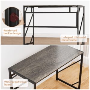 Elephance Folding Desk Writing Computer Desk for Home Office, No-Assembly Study Office Desk Foldable Table for Small Spaces