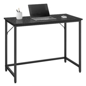 vasagle computer desk, gaming desk, home office desk, for small spaces, 19.7 x 39.4 x 29.5 inches, industrial style, metal frame, black with wood grain ulwd041b56