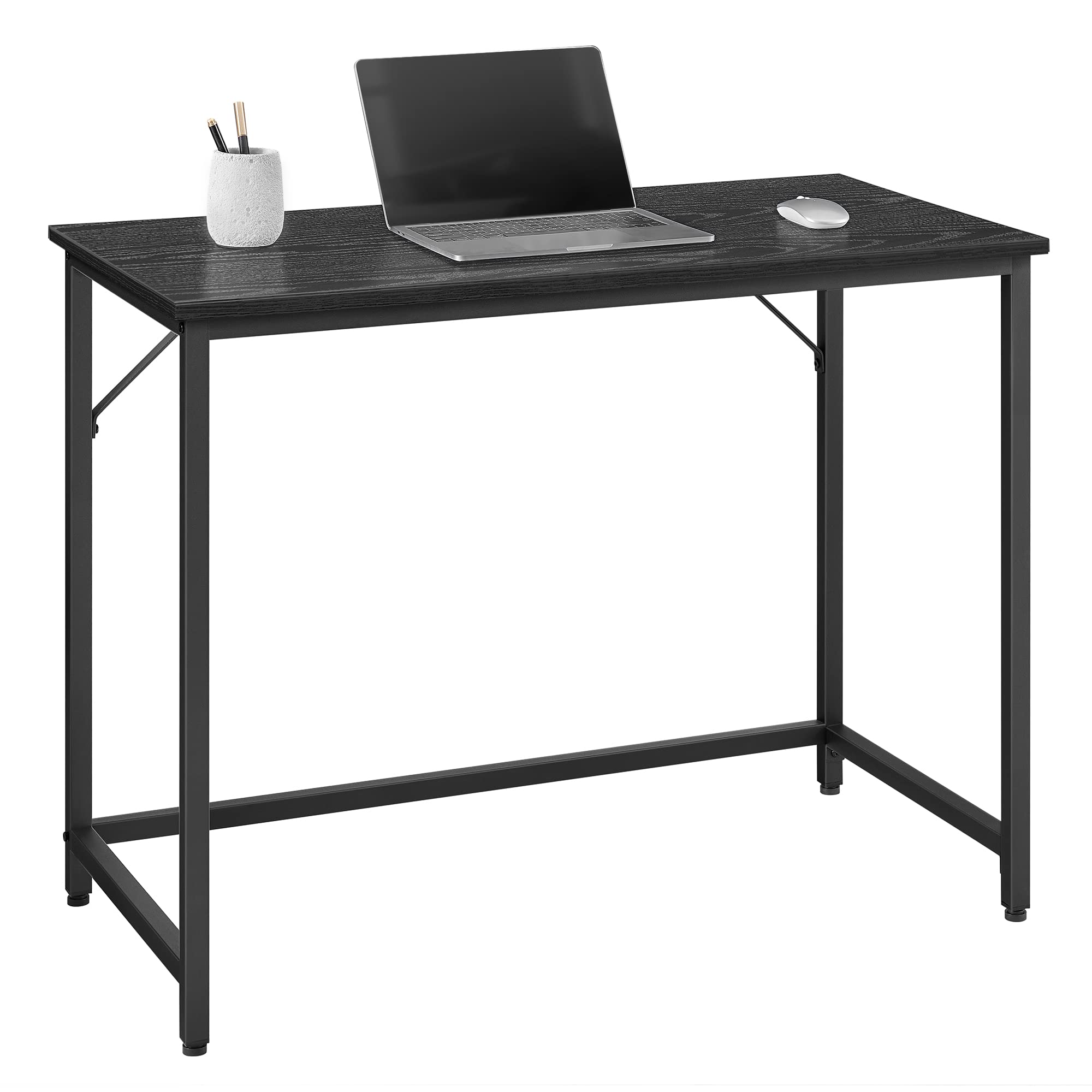 VASAGLE Computer Desk, Gaming Desk, Home Office Desk, for Small Spaces, 19.7 x 39.4 x 29.5 Inches, Industrial Style, Metal Frame, Black with Wood Grain ULWD041B56