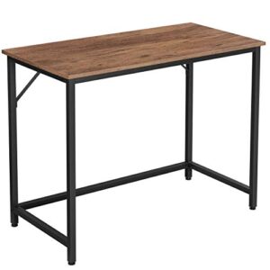 vasagle computer desk, gaming desk, home office desk, for small spaces, 19.7 x 39.4 x 29.5 inches, industrial style, metal frame, hazelnut brown and black ulwd041b03v1