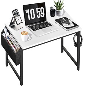 dlisiting small computer desk for bedroom white modern writing table for small spaces kids teens student study work pc desk 31 inch