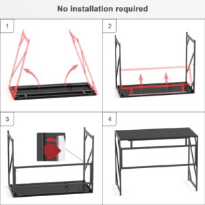 Elephance Folding Desk Writing Computer Desk for Home Office, No-Assembly Study Office Desk Foldable Table for Small Spaces