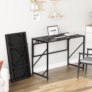 Elephance Folding Desk Writing Computer Desk for Home Office, No-Assembly Study Office Desk Foldable Table for Small Spaces