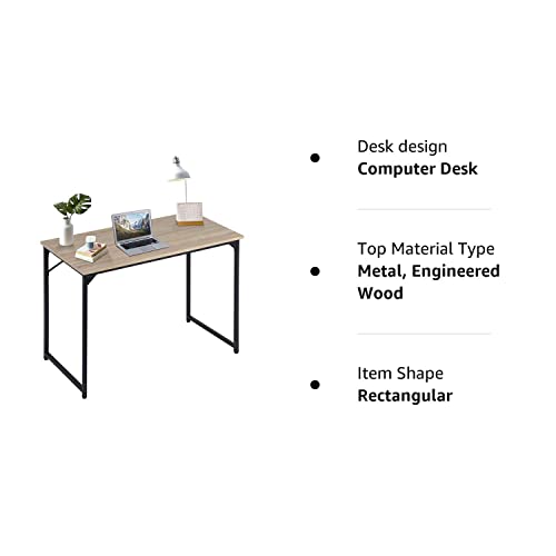 Computer Desk,39.4 inches Home Office Desk Writing Study Table Modern Simple Style PC Desk with Metal Frame，Nature