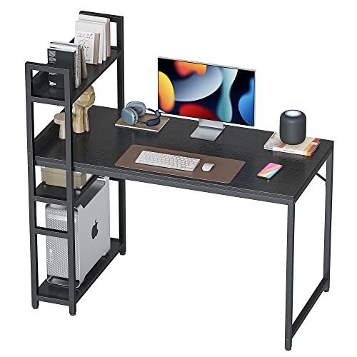 CubiCubi Computer Desk 40 inch with Storage Shelves Study Writing Table for Home Office,Modern Simple Style,Black