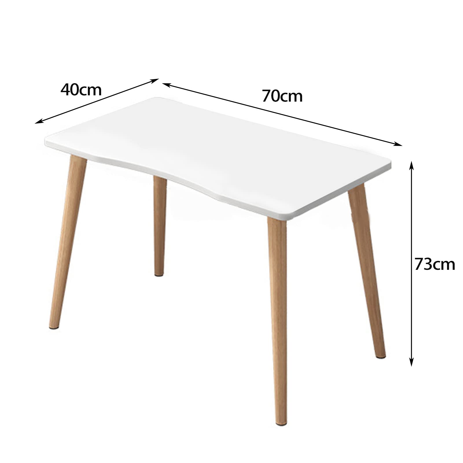 Modern Computer Desk, 27.56" x 15.75" Ergonomic Arc Design Thickened Plate Spacious Desktop Computer Desk Solid Wood PC Work Writing Table (White)