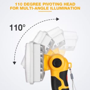 Hiesuan for Dewalt 20V Max LED Work Light, 30W 3300LM Jobsite Light Powered by DeWalt 20V MAX Li-Ion Battery DCB205 Flashlight Spotlight with 110 Degree Pivoting Head Zinc Alloy, 5V 2.1A USB Port