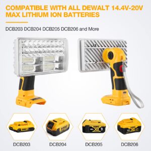 Hiesuan for Dewalt 20V Max LED Work Light, 30W 3300LM Jobsite Light Powered by DeWalt 20V MAX Li-Ion Battery DCB205 Flashlight Spotlight with 110 Degree Pivoting Head Zinc Alloy, 5V 2.1A USB Port