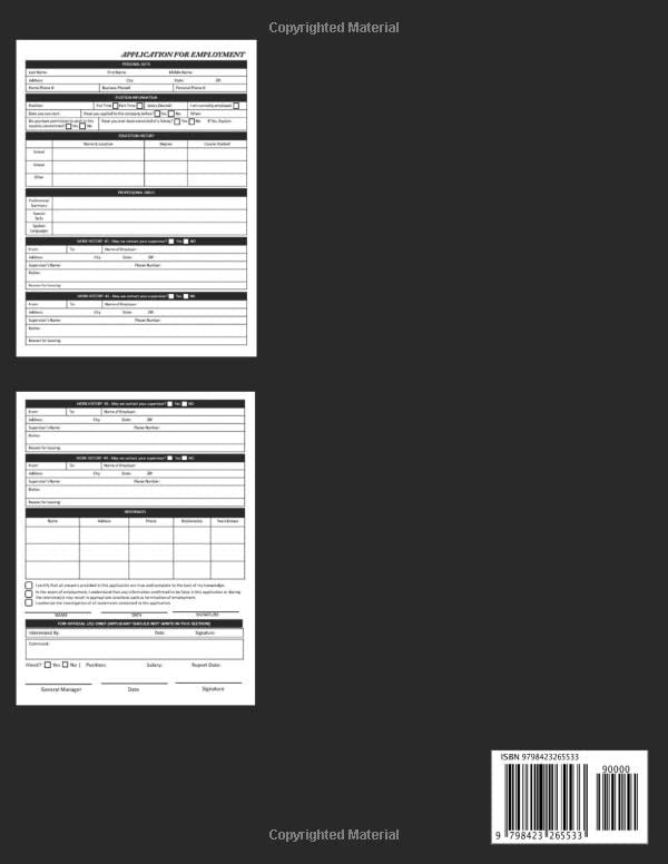 Employment Application Forms Book: 150 Pages | Application For Employment Forms Book For Organizations, Business