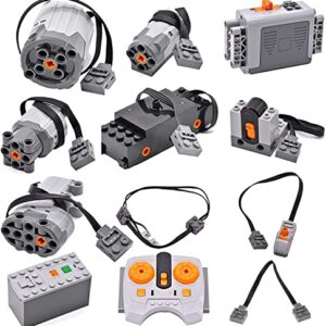 SEEMEY 32Pcs Power Function Kit Set Motor Battery Infrared-Remote-Control Receiver Train Adjustable Speed ​​Motor Parts, Motor Power Change Parts compatible with mainbrands Technic-parts