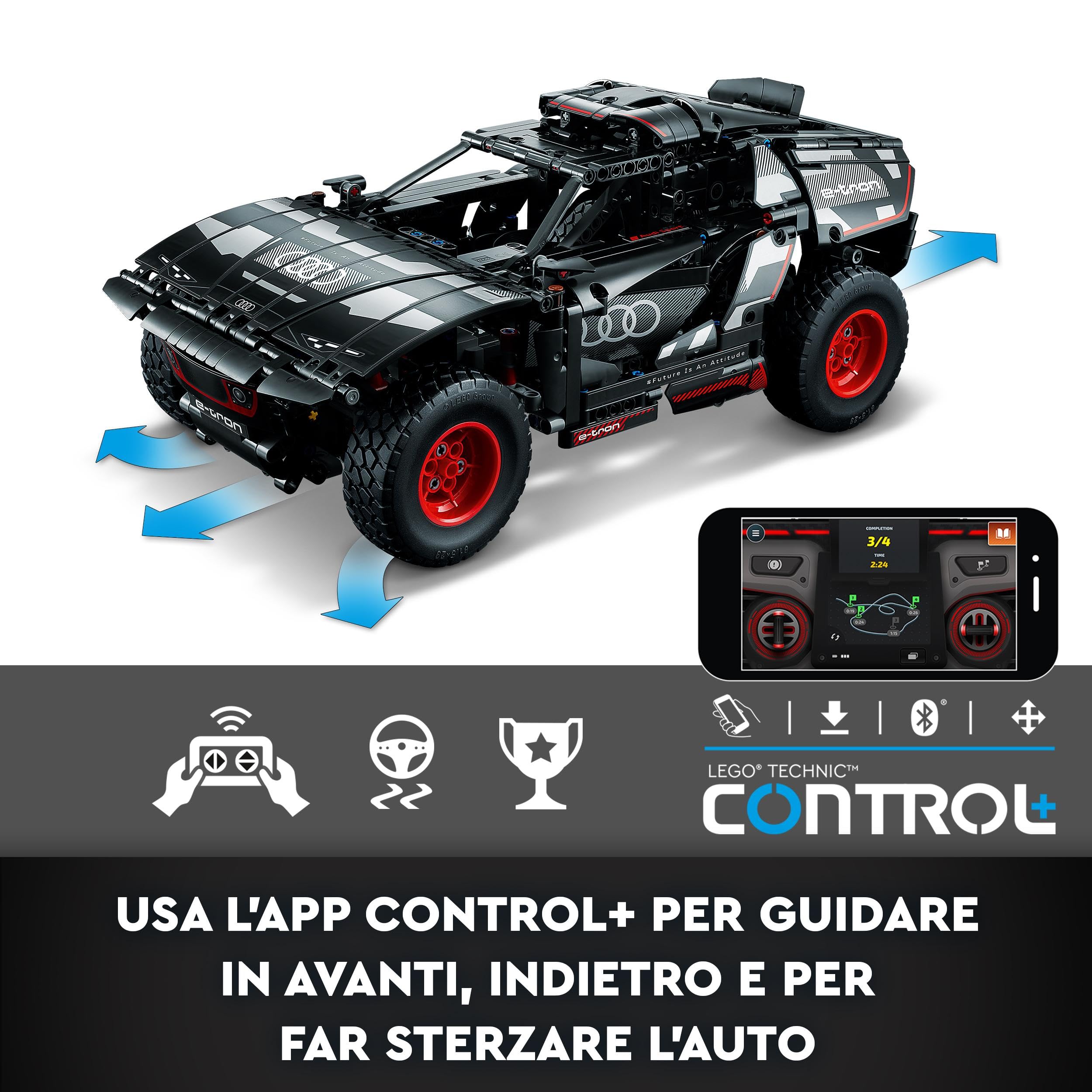 LEGO Technic Audi RS Q e-tron 42160 Advanced Building Kit for Kids Ages 10 and Up, This Remote Controlled Car Toy Features App-Controlled Steering and Makes a Great Gift for Kids Who Love Engineering