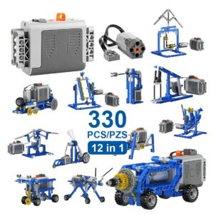 maiwaput 330pcs building kit, 12 in 1 stem toys with electric power motor for kids, diy erector set for boys girls, technic building suit creative play great gift for kids age 6+